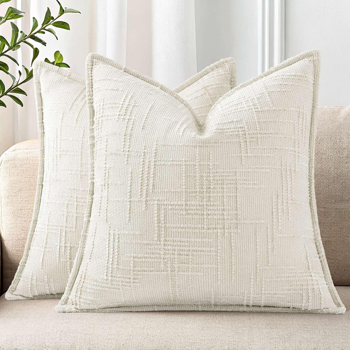decorUhome Chenille Decorative Throw Pillow Covers 12x20 Set of 2, Navy