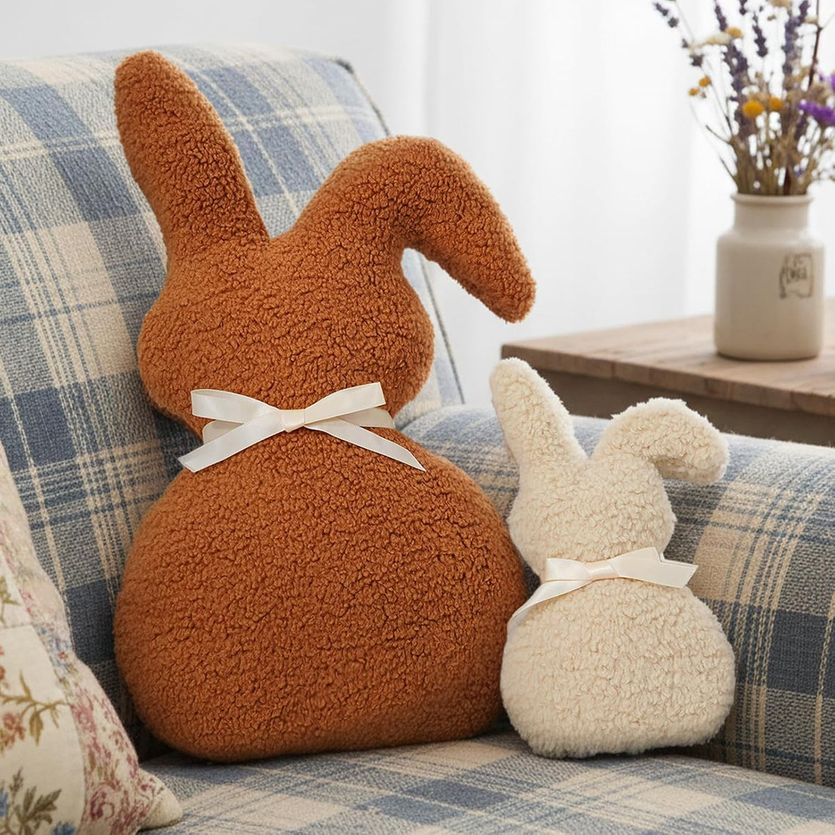 2Pcs Easter Bunny Pillow Bunny Shaped Pillows Easter Decor Gifts Home Sofa Decor Gift for Adults