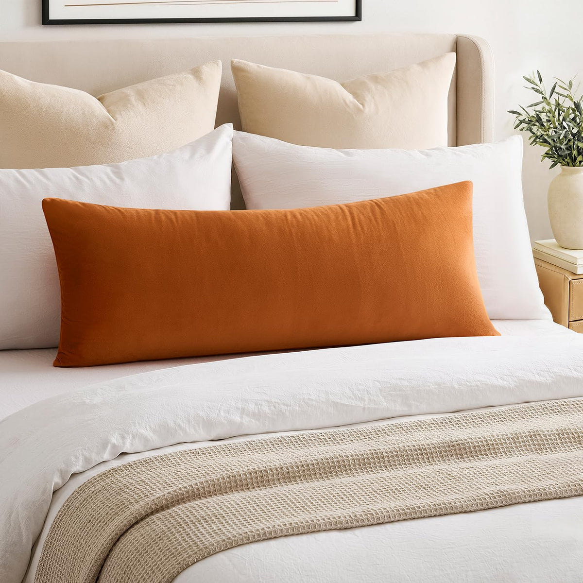 Throw Pillow Covers Rust Set of 2 18x18 Inch Pillow Covers, Soft Velvet Fall Decorative Cases for Couch Sofa Bed, Home Boho Decor, Modern Farmhouse Cushion Covers