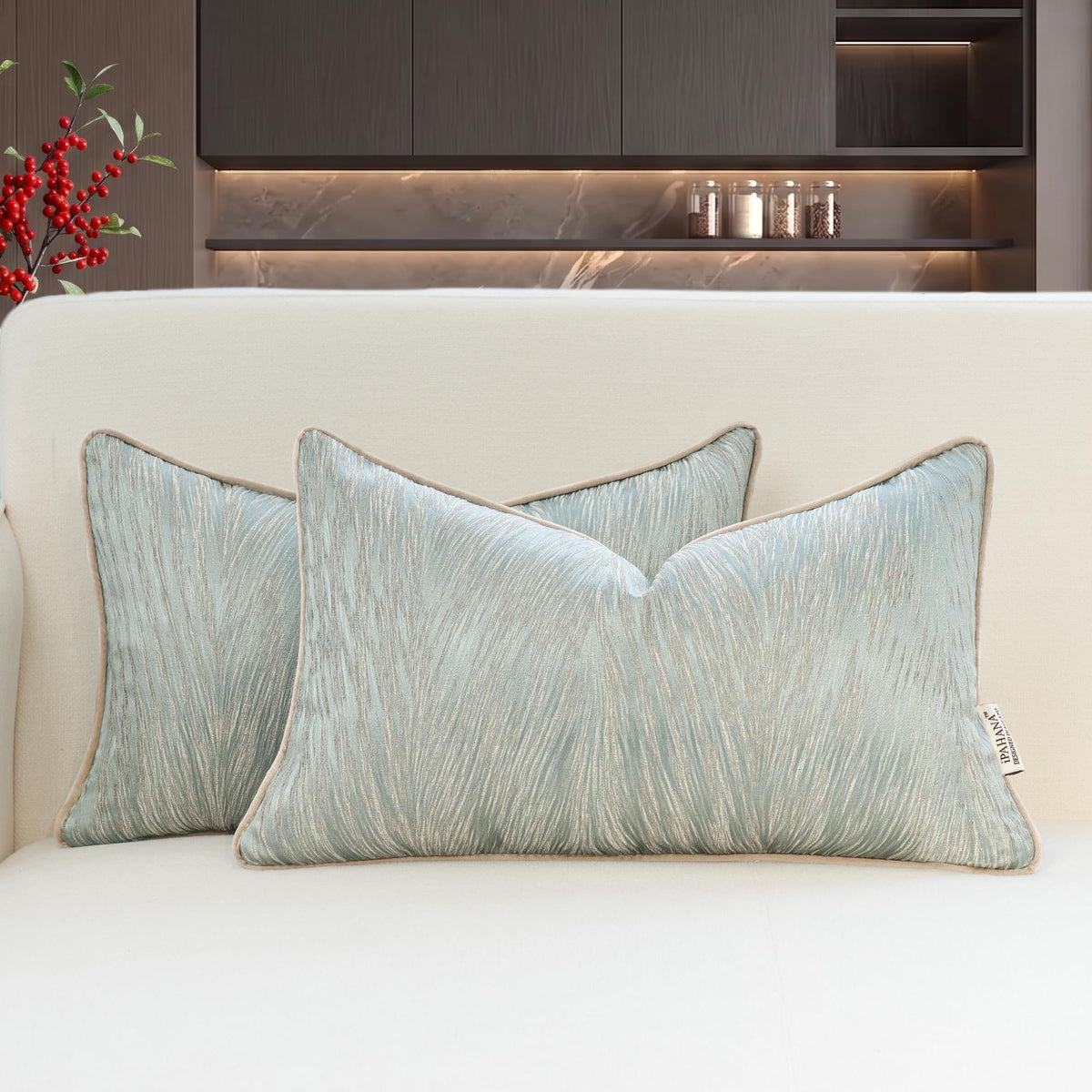18x18 Modern Luxury Textured Throw Pillow Covers, Gray Brown, 2PC