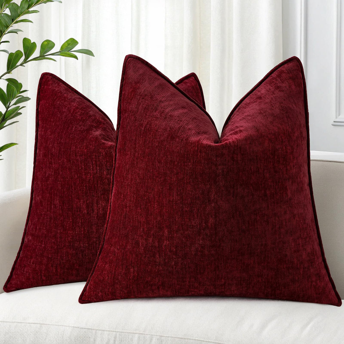 decorUhome Chenille Ultimate Gray Throw Pillow Covers 18x18 Set of 2