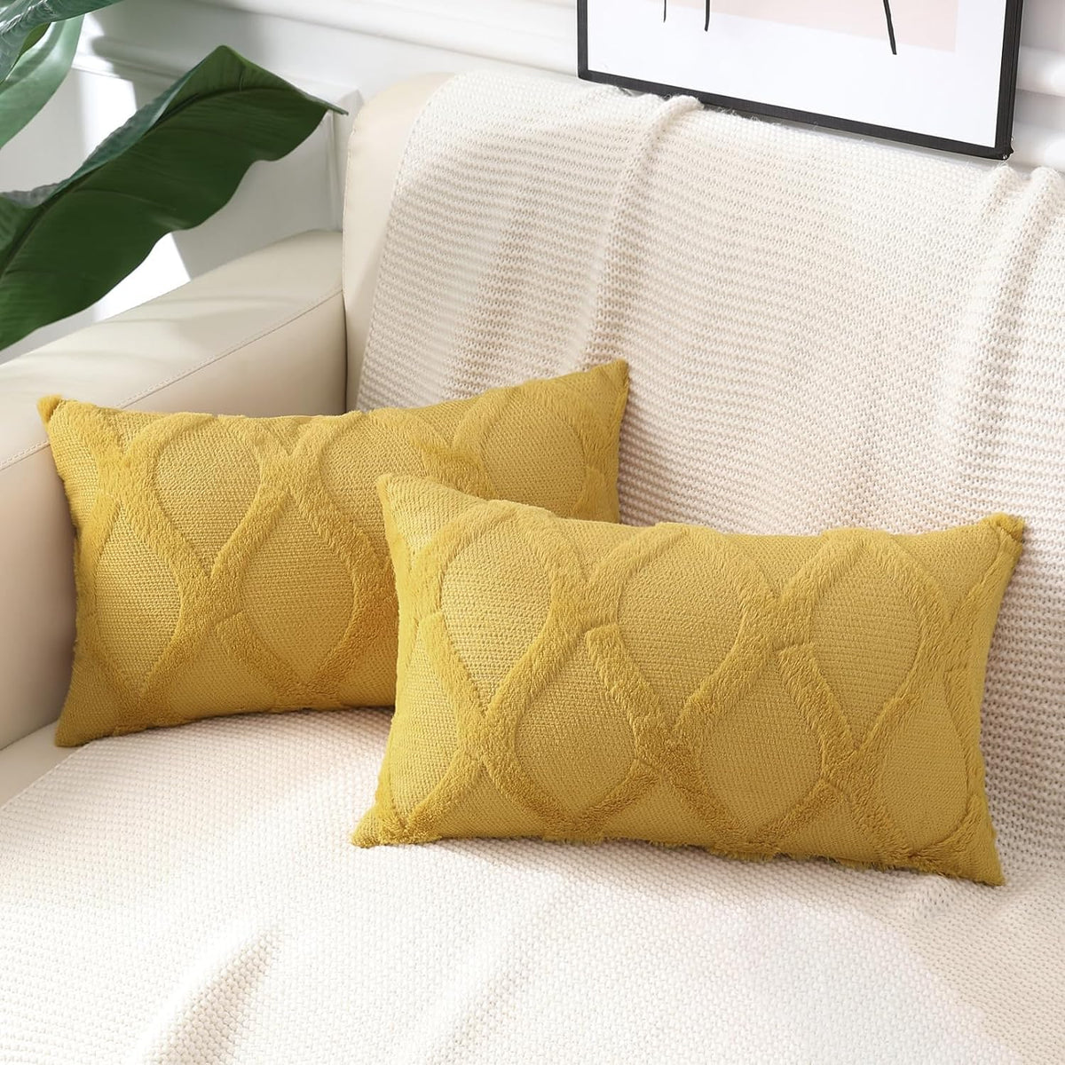 decorUhome Fall Throw Pillow Covers 18x18 Inch Set of 2, Soft Plush Faux Fur Wool Rust Couch Pillow Covers, Decorative Neutral Pillow Cases for Bed Sofa Living Room Home Decor