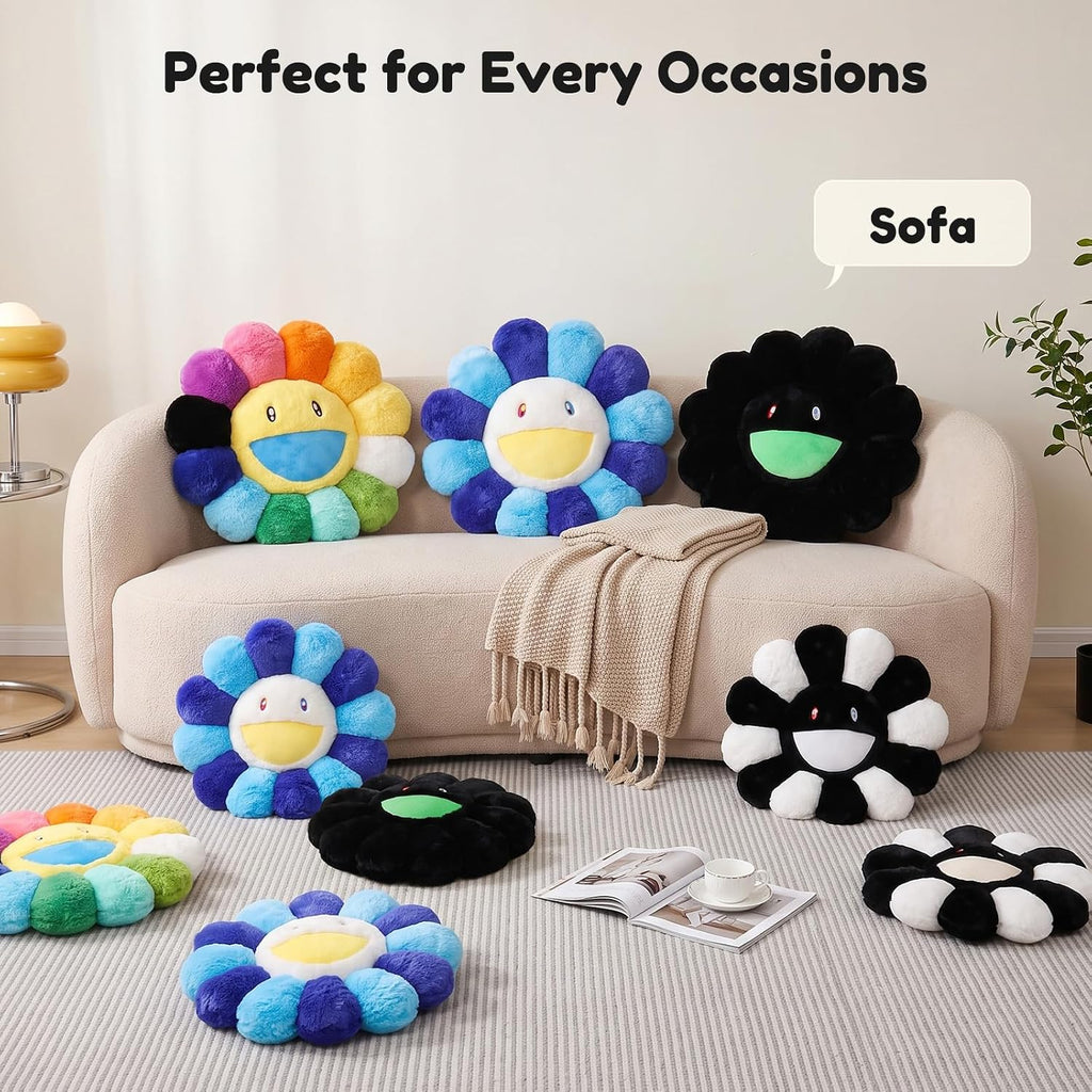 Flower Pillow, Cute Smiley Face Flower Shaped Throw Pillows 15.7In