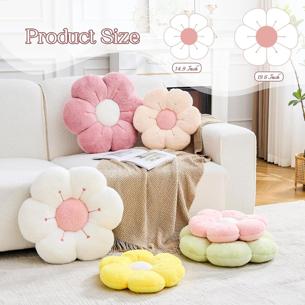 Flower Pillow Cute Flower Shaped Pillows Decorative Throw Pillows Aesthetic Home Decor Floral Daisy Cushion for Bed (Yellow, 14.9 Inch)