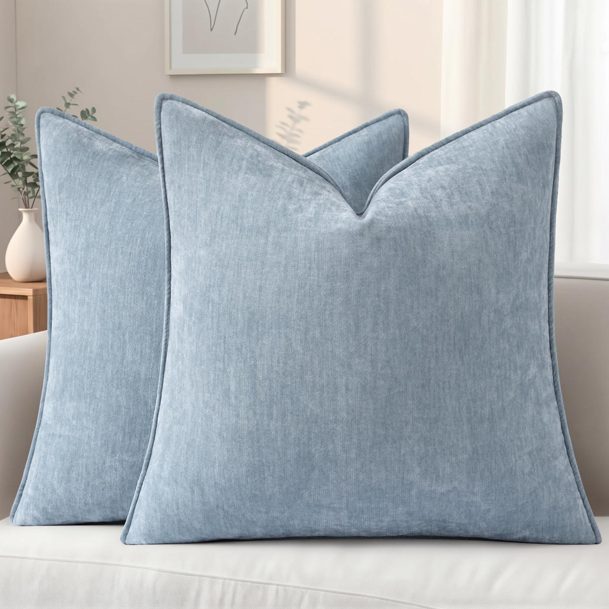 decorUhome Chenille Ultimate Gray Throw Pillow Covers 18x18 Set of 2