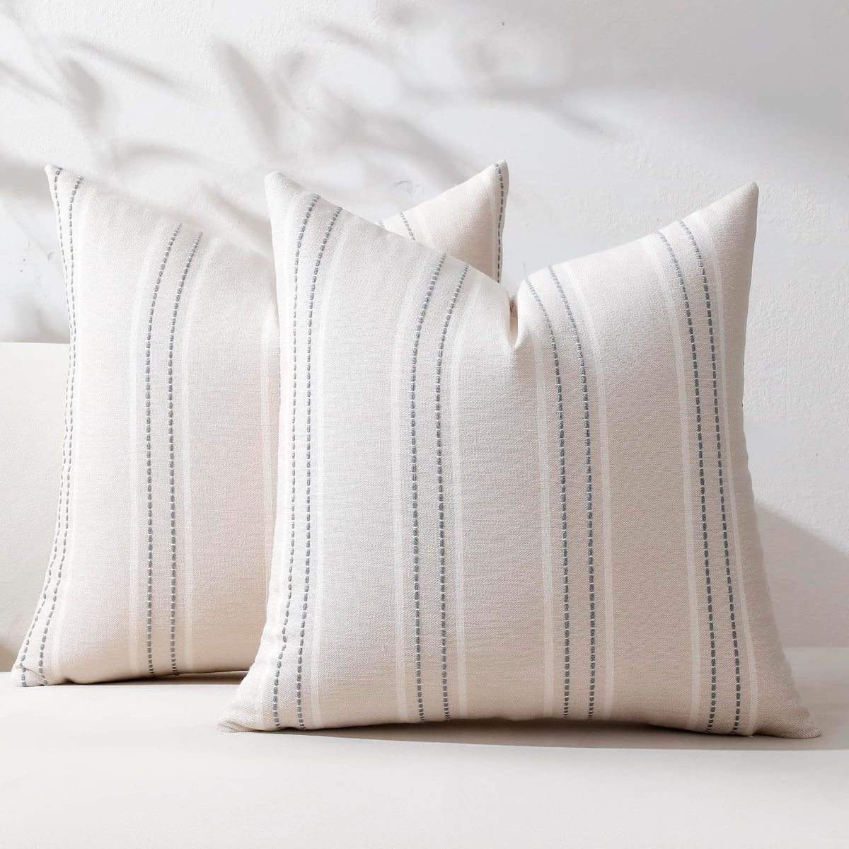 Hckot Sage Green Throw Pillow Covers 20x20 Set of 2 Striped Pillow Covers
