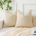 Kevin Textile Valentines Farmhouse Decorative Throw Pillow Covers Boho Woven Texture Burlap Linen Cushion Cover Striped Pillowcase, Wine Red 18 x 18 inches Pack of 2