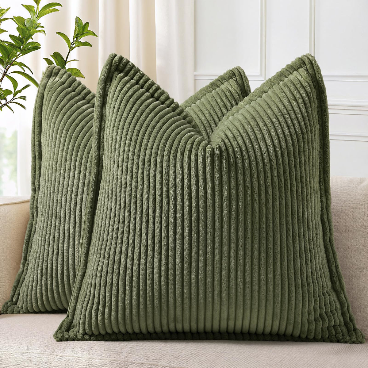 decorUhome Fall Corduroy Rust Throw Pillow Covers 18x18 Set of 2