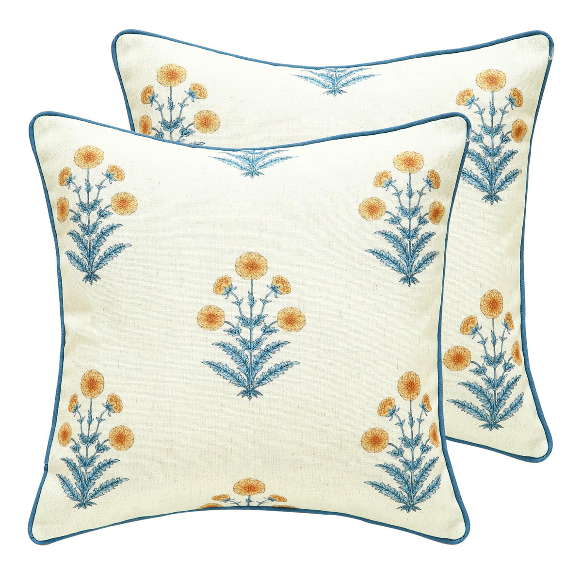 ISAENNE Vintage Elegant Linen Square Throw Pillow Cover,18"x18"-Albano A