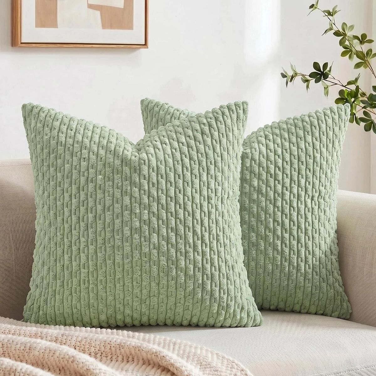 Fancy Homi 2 Packs Blush Pink Decorative Throw Pillow Covers 18x18 Inch for Couch Bed Sofa, Modern Farmhouse Boho Home Decor, Soft Cute Plush Corduroy Cushion Case 45x45 cm