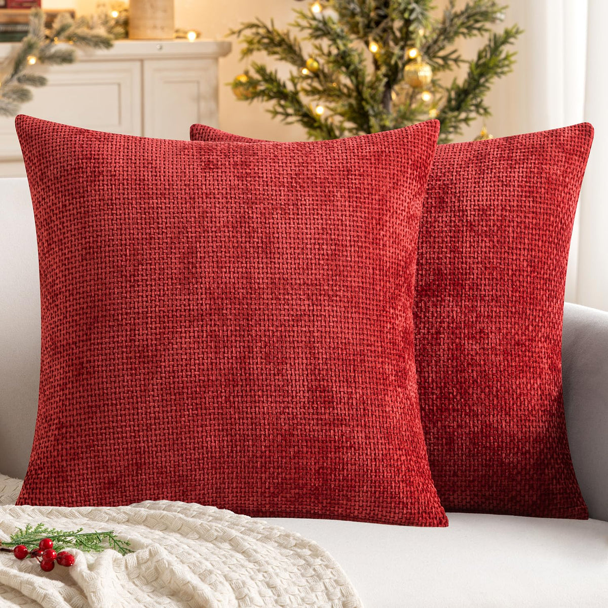 MIULEE Decorative Couch Throw Pillow Covers 20x20 Inch Neutral Beige 2 Pack