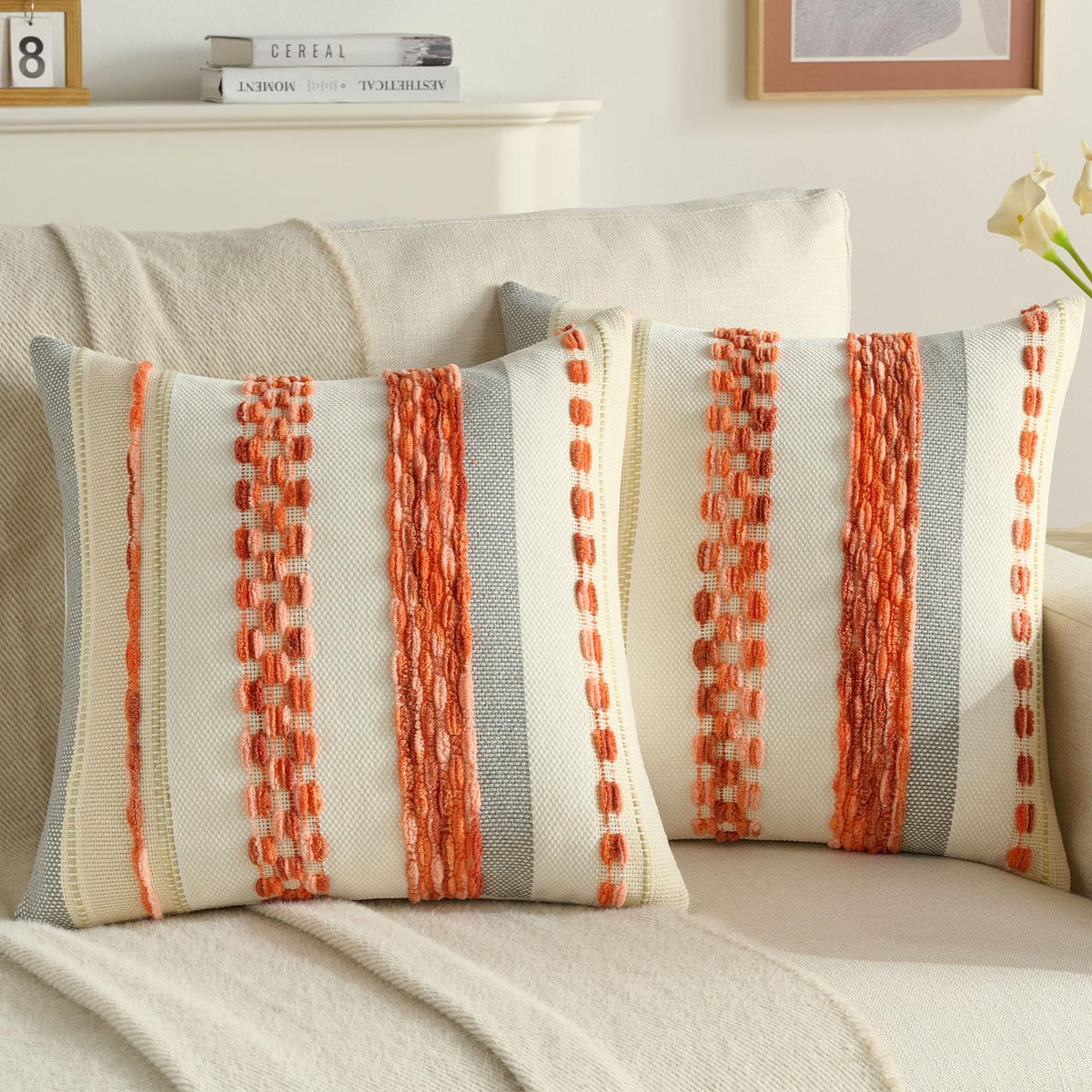 FUTEI Pack of 2 Chenille Throw Pillow Covers 45 x 45 cm,Teal