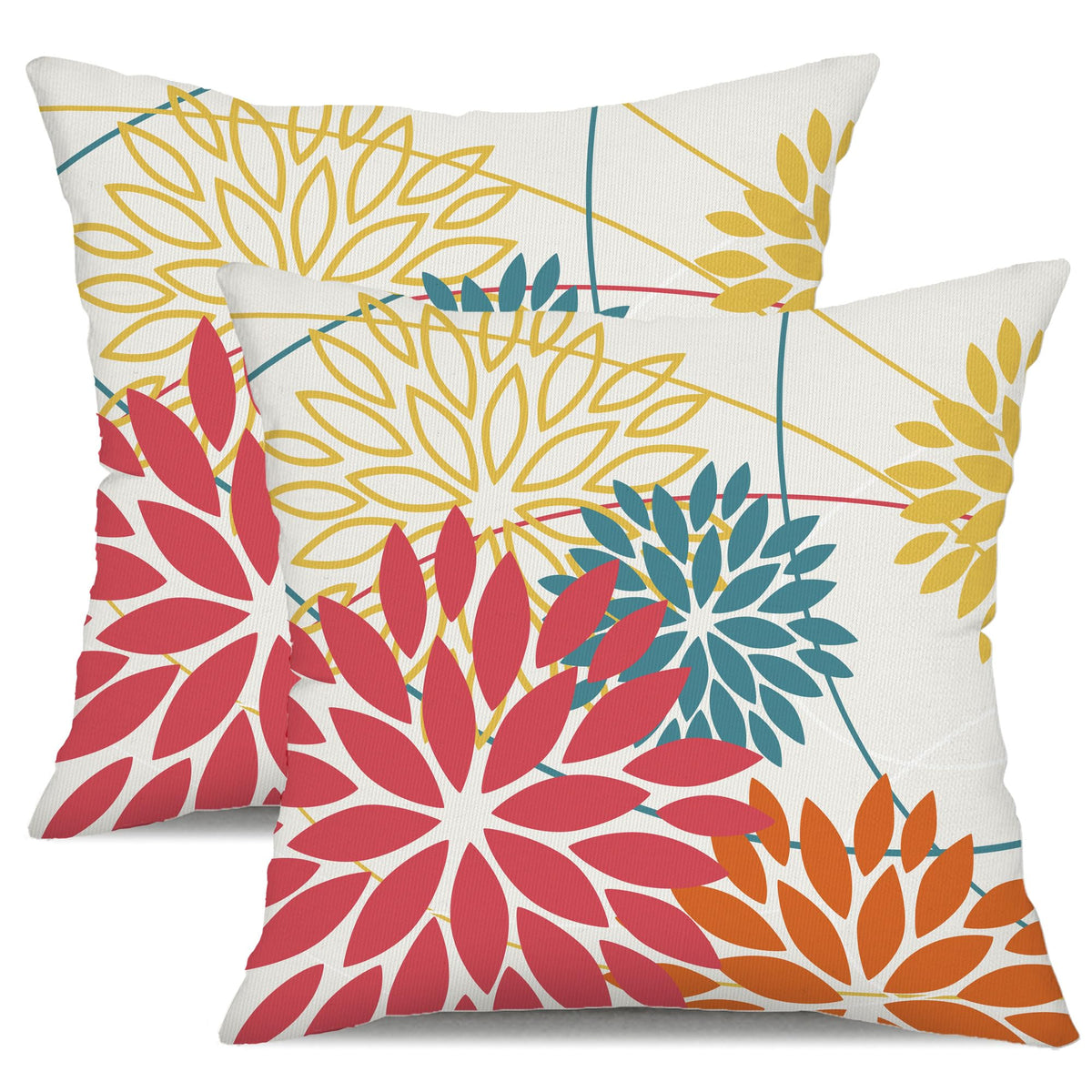 DFXSZ Blue Gray Floral Outdoor Pillow Covers 18x18 Set of 2 Waterproof