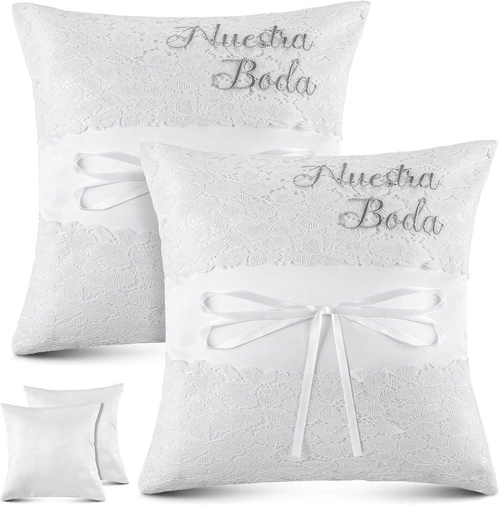 Mixweer 2pcs Wedding Embroidered Kneeling Pillows Covers, Nuestra Boda