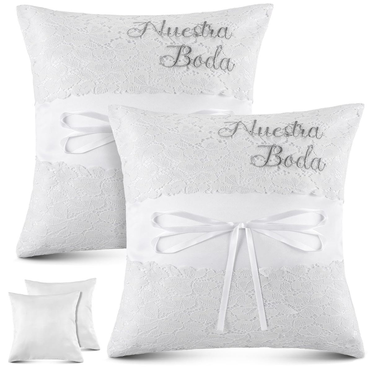 Mixweer 2pcs Wedding Embroidered Kneeling Pillows Covers, Nuestra Boda