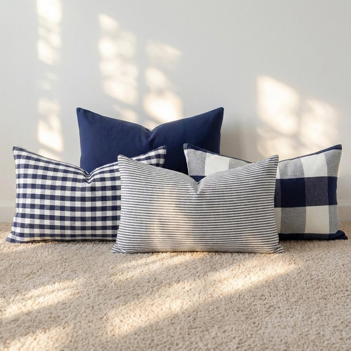 Farmhouse Brown Gingham Checkered Plaid Throw Pillow Covers 20x20 Set of 2