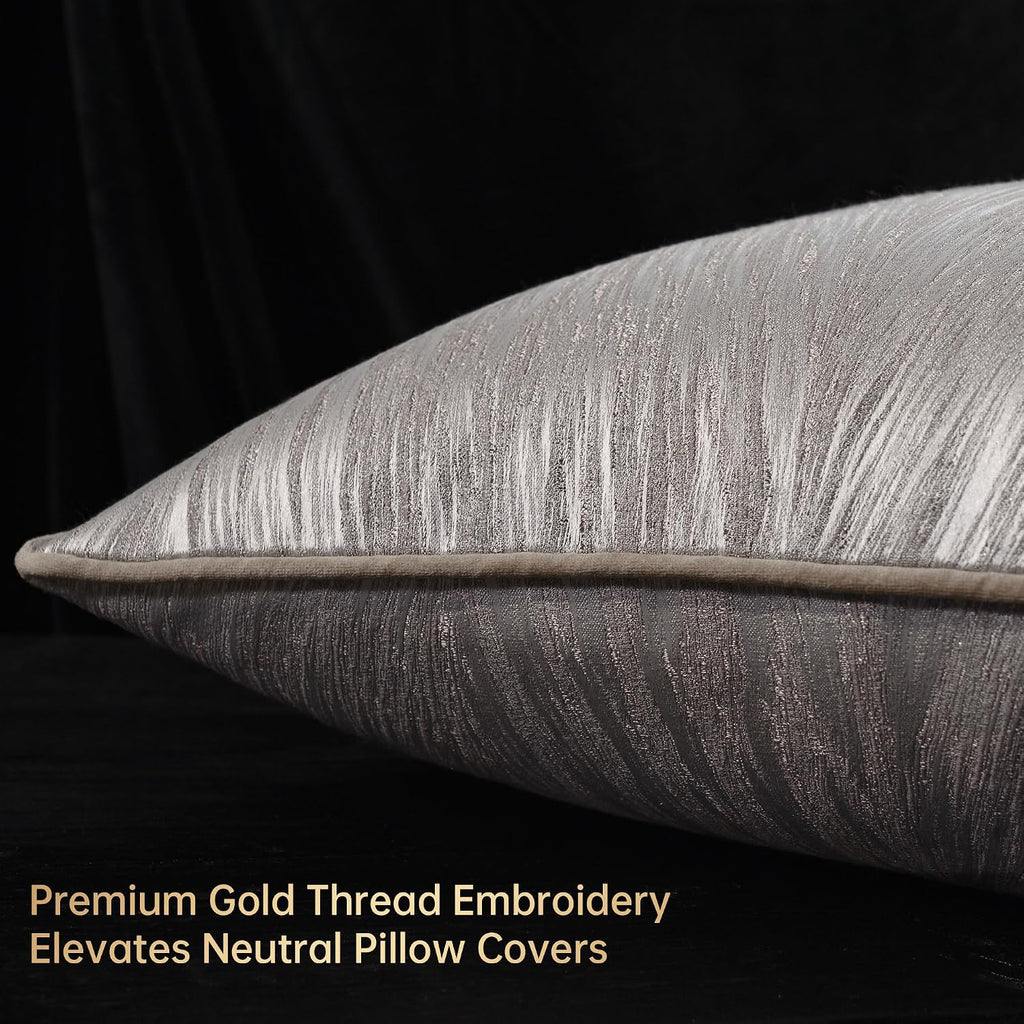 18x18 Modern Luxury Textured Throw Pillow Covers, Gray Brown, 2PC