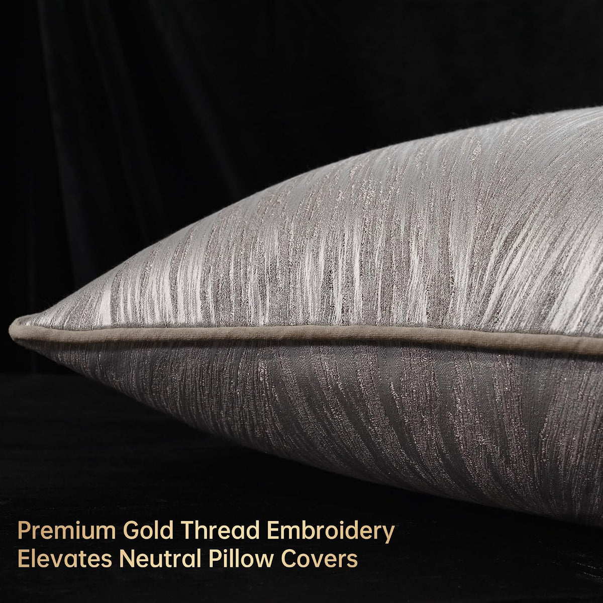18x18 Modern Luxury Textured Throw Pillow Covers, Gray Brown, 2PC