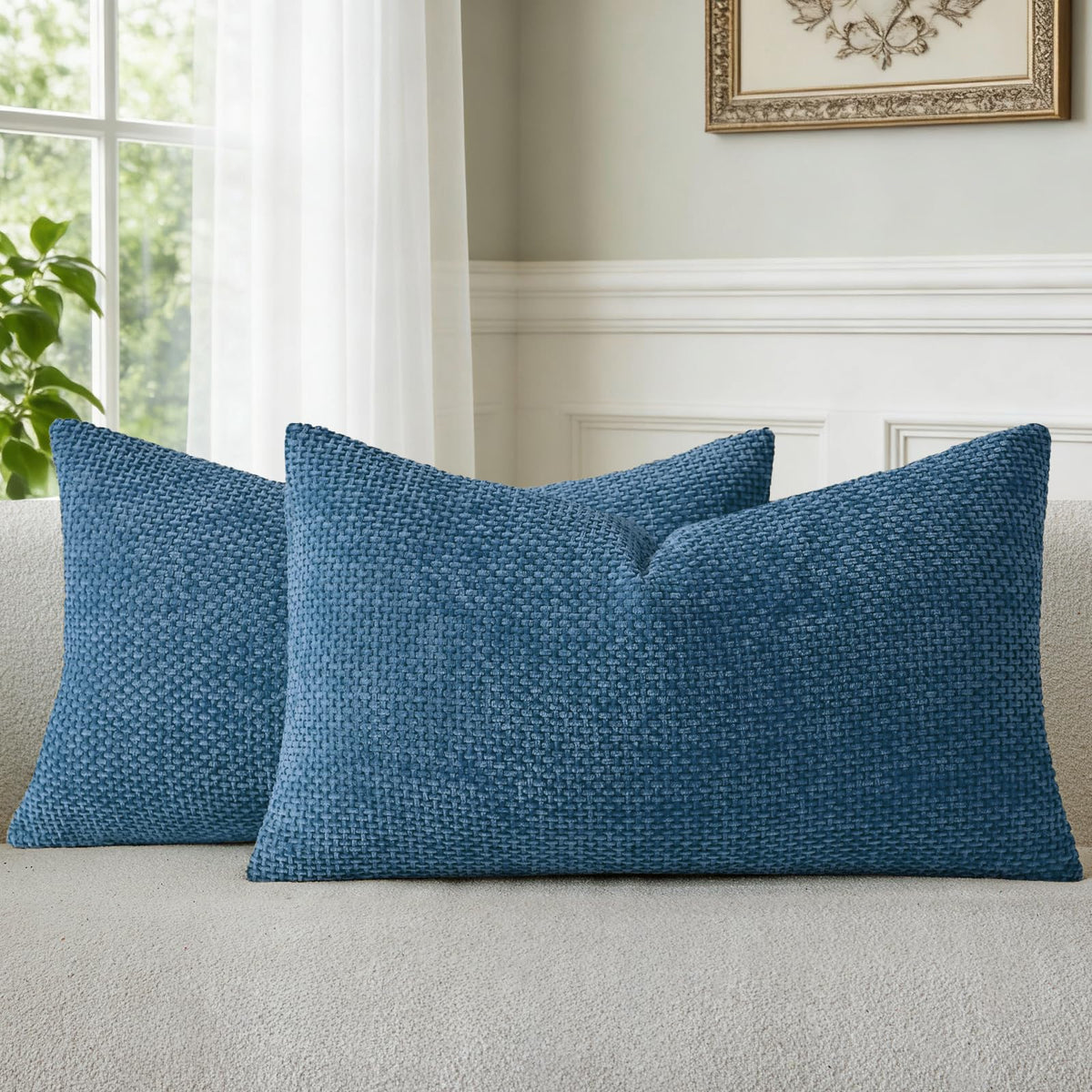 a moment Grey-Beige Chenille Throw Pillow Covers 16x16 Inch Pack of 2 Modern Decorative Throw Pillow Cases Farmhouse Cross Throw Pillowcases Home Decor for Sofa Bedroom Living Room