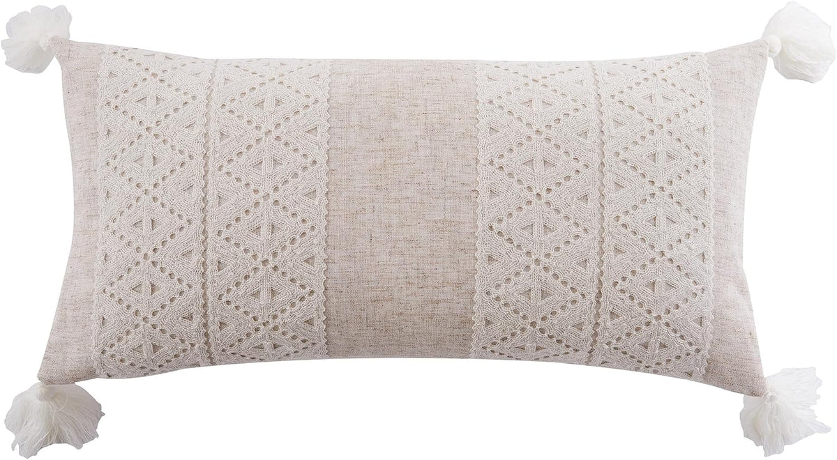 Levtex Home - Adare Taupe - Decorative Pillow (18x18in.) - Floral - Taupe, Grey and Cream