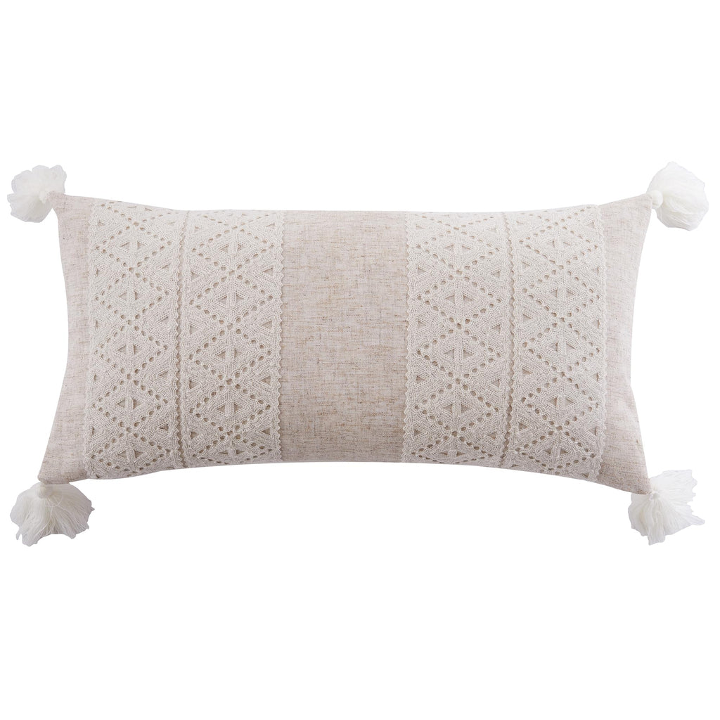 Levtex Home - Adare Taupe - Decorative Pillow (18x18in.) - Floral - Taupe, Grey and Cream
