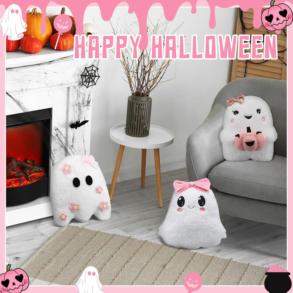 Vicenpal 3 Pcs Cute Halloween Ghost Throw Pillows Coquette Ghost Shaped