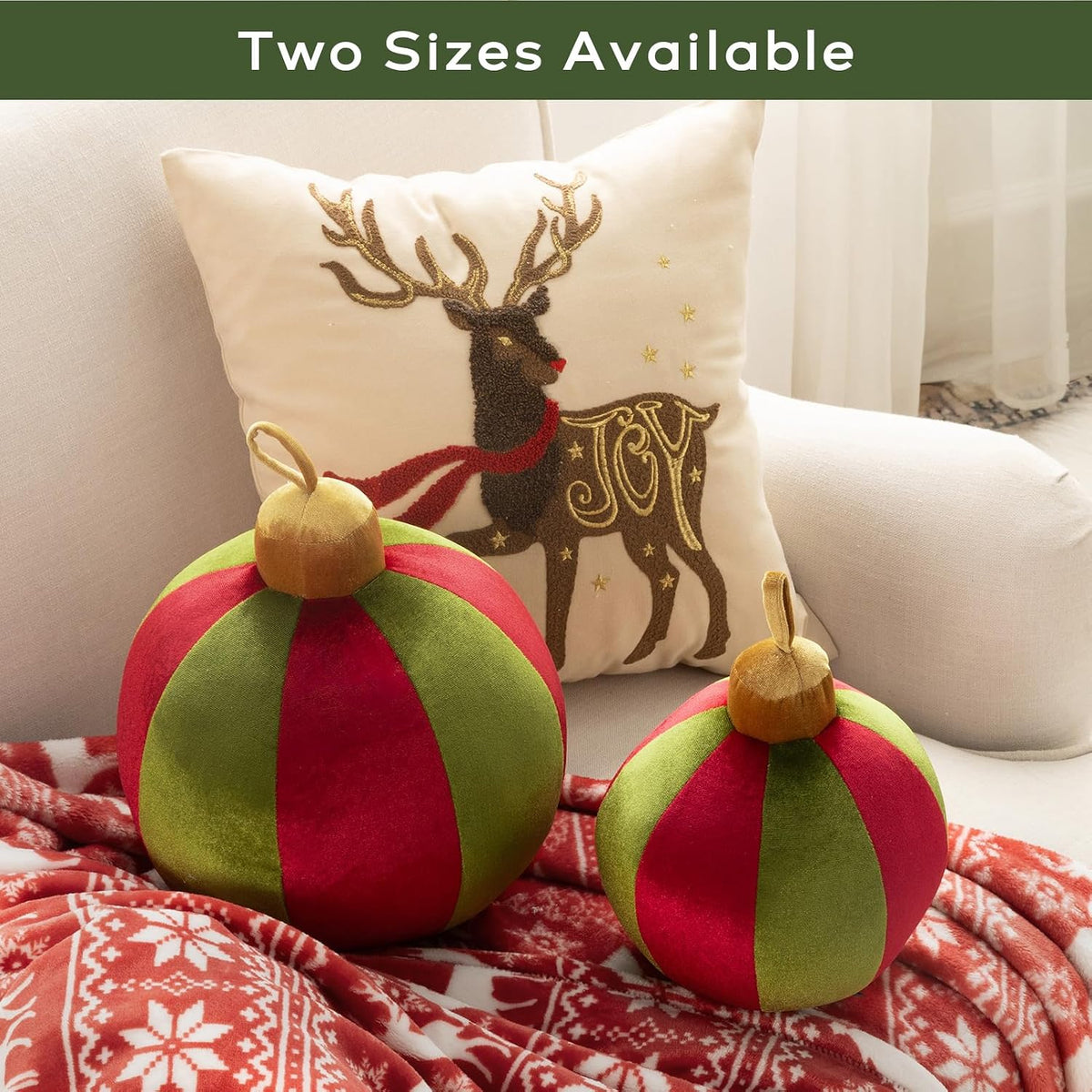 Ashler Merry Christmas Bell-Shaped Pillow, 8.5x8.5 Inch Velvet Hangable Decorative Holiday Pillow for Xmas Tree, Couch, Living Room, Bed, Pink