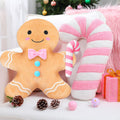 Yalikop 2 Pcs Christmas Gingerbread Cane Plush Pillows, Pastel