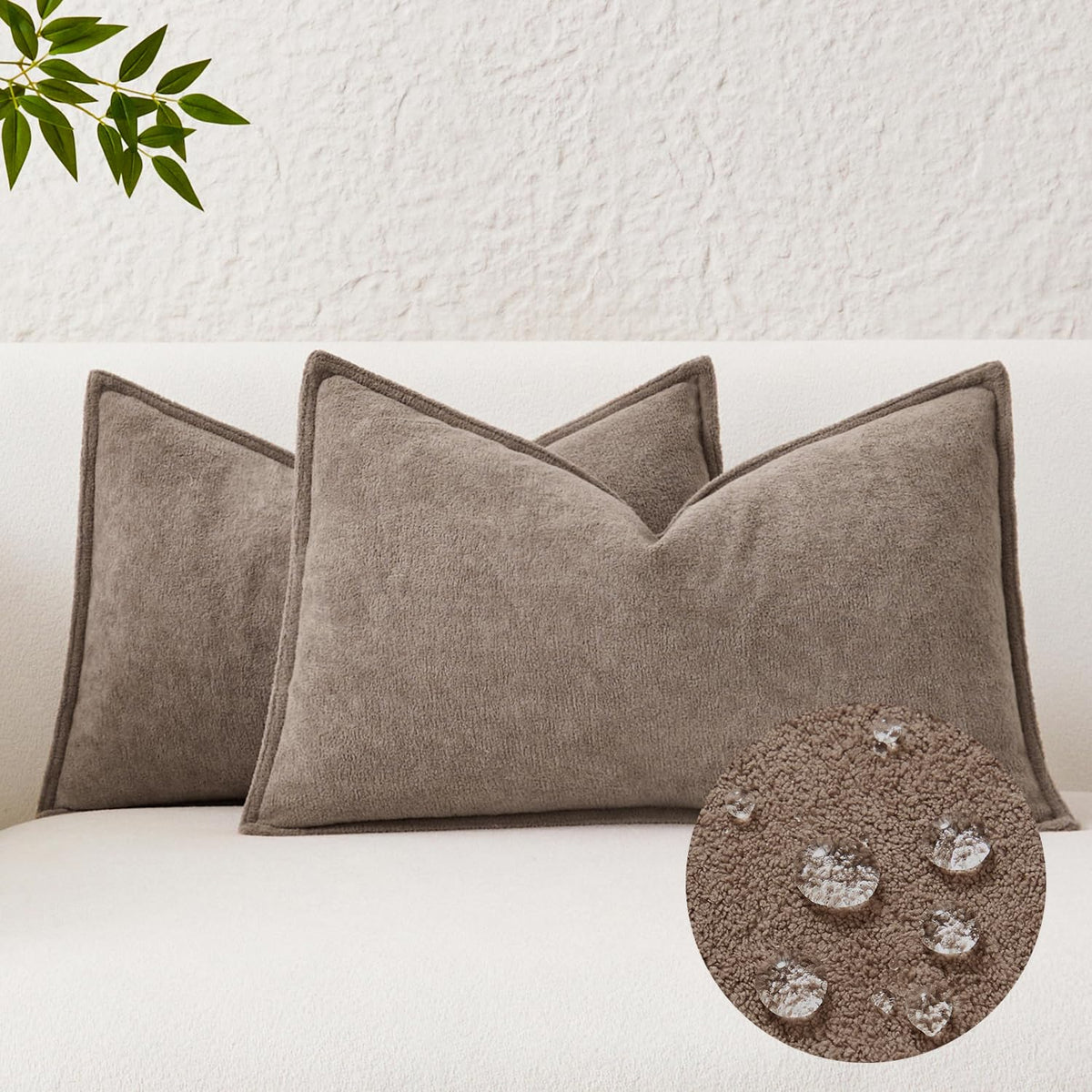 Kevin Textile Soft Waterproof Pillow Covers 20x20 Inch 2 Pack, Moss Green