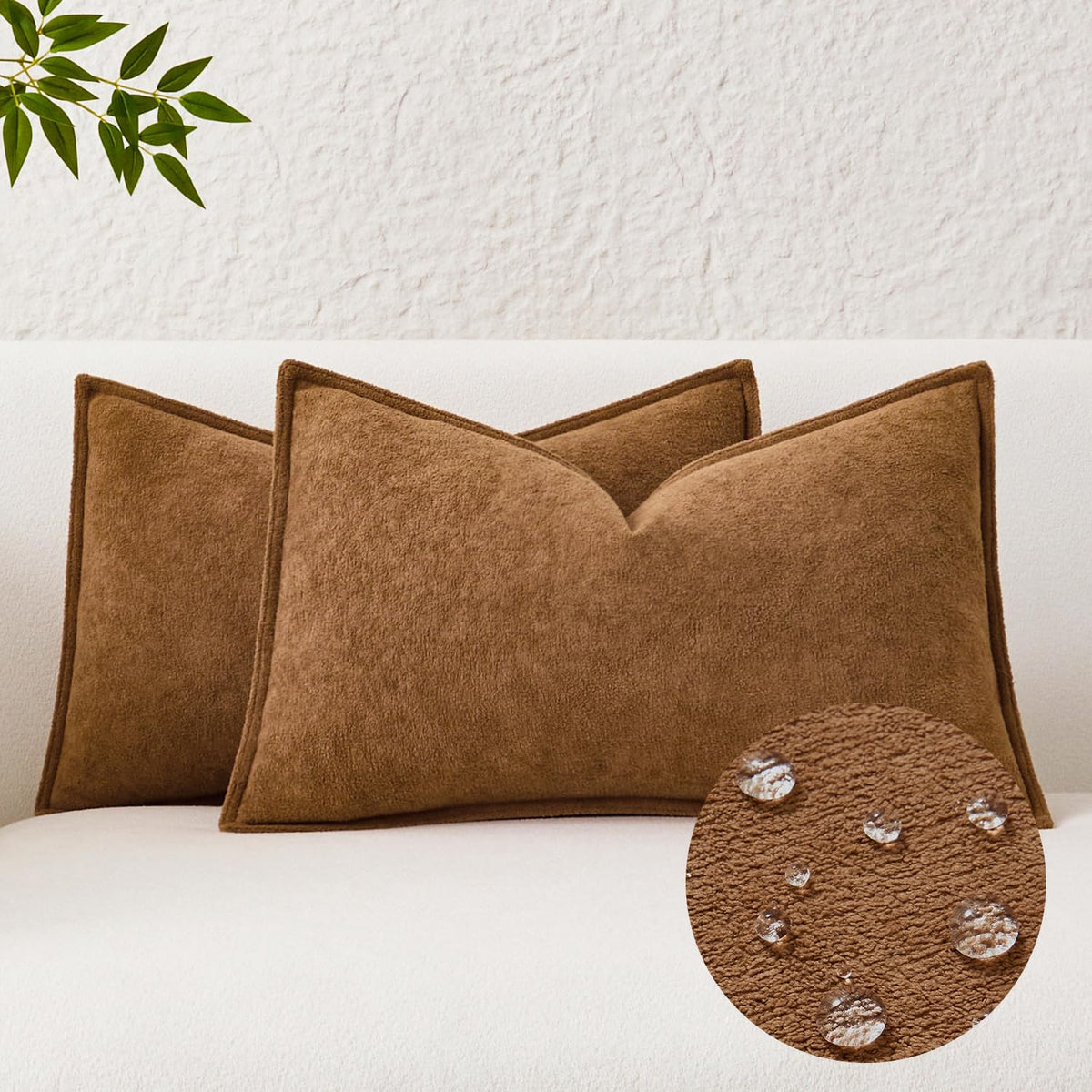 Kevin Textile Soft Waterproof Pillow Covers 20x20 Inch 2 Pack, Moss Green