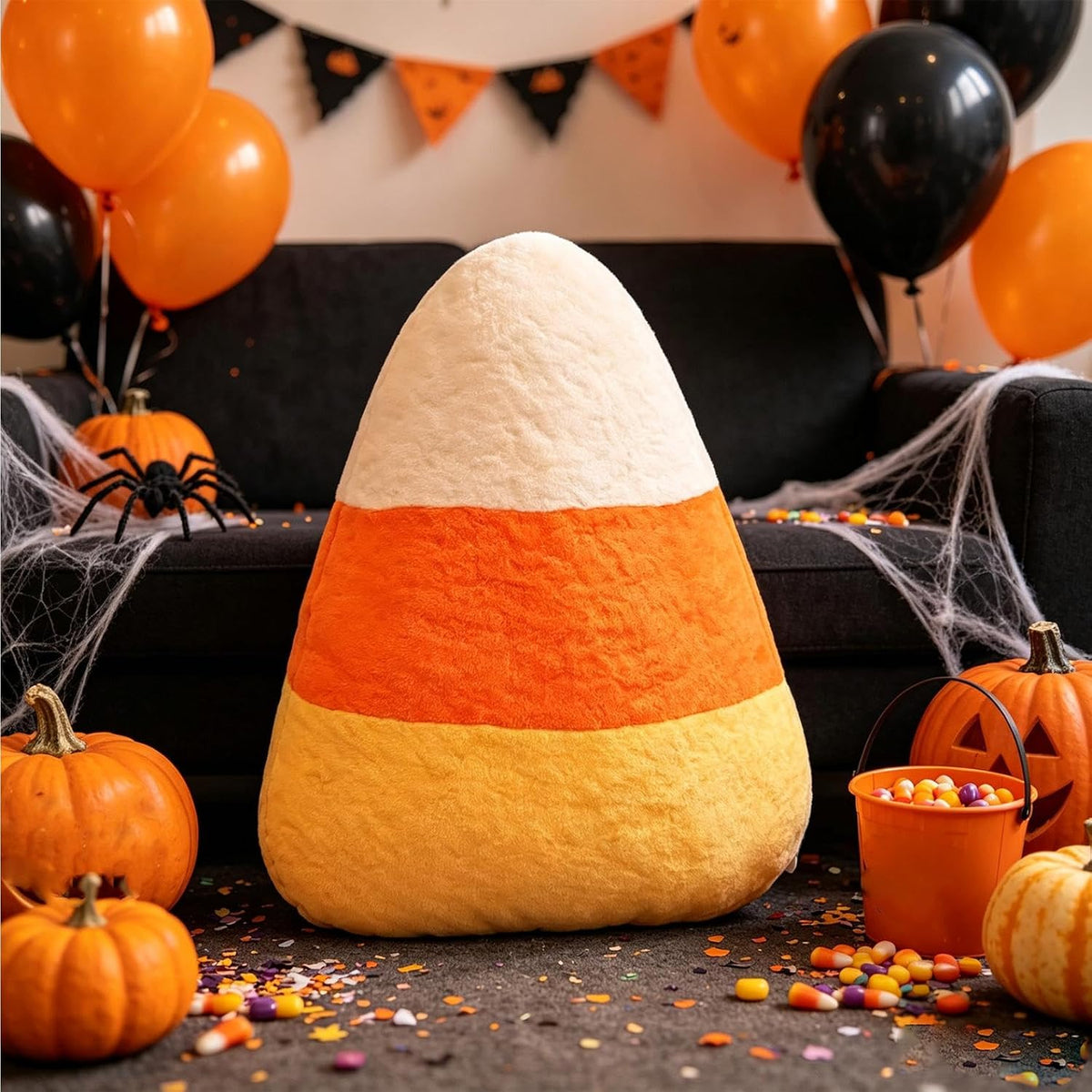 Halloween Candy Corn Pillows, Cute Candy Corn Halloween Throw Pillow for Couch Sofa Bed, Orange Yellow Soft Plush Decorative Pillows for Holiday Party Favors Bedroom Living Room Home Decor