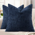 decorUhome Textured Chenille Throw Pillow Covers 18x18 Set of 2 Ivory