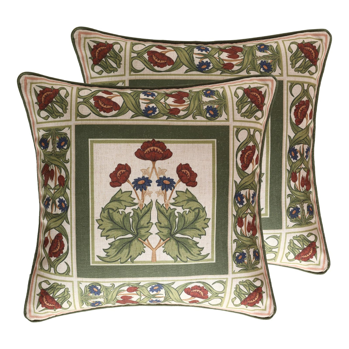 ISAENNE Vintage Elegant Linen Square Throw Pillow Cover,18"x18"-Albano A