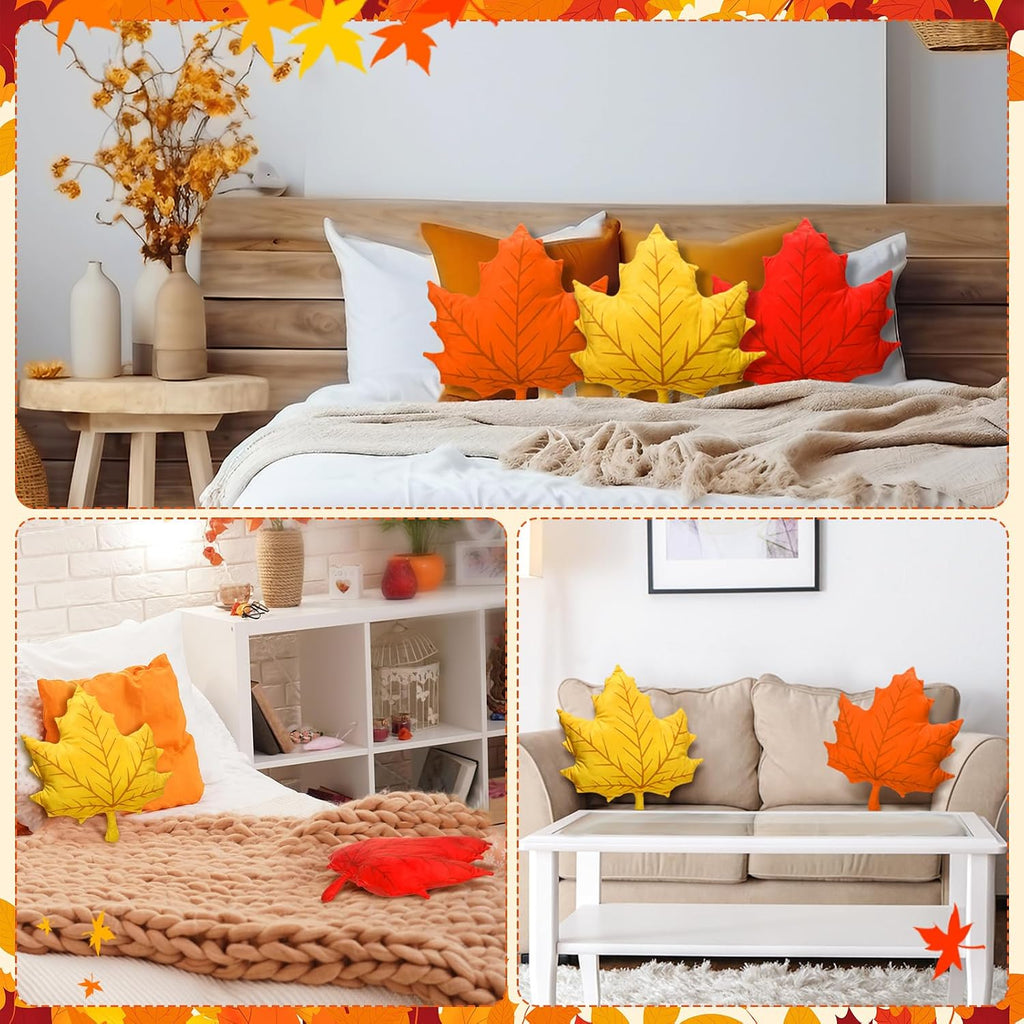 Suzile 3 Pcs Fall Throw Pillows Maple Leaf Pillows Autumn Decor