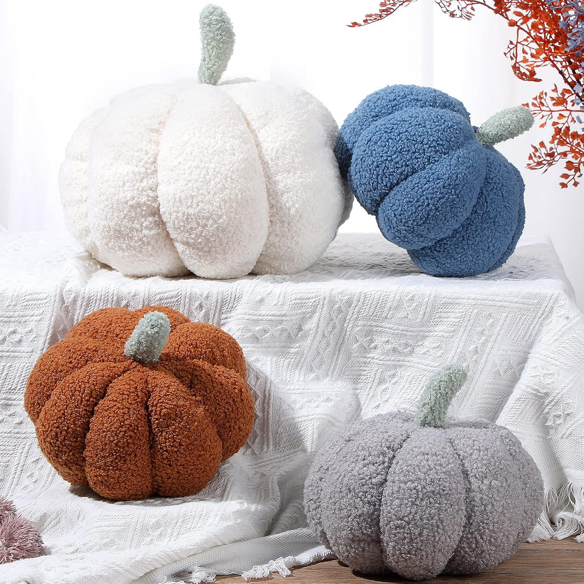 Kajaia 4 Pcs Pumpkin Pillow Fall Decor Thanksgiving, Vintage Color