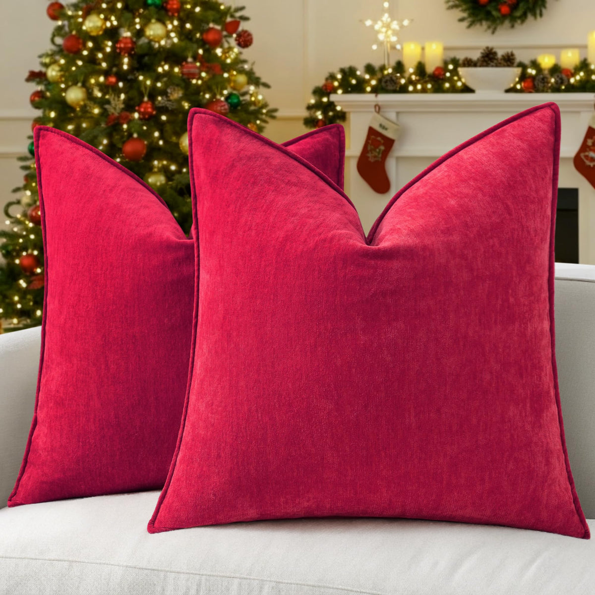 decorUhome Chenille Ultimate Gray Throw Pillow Covers 18x18 Set of 2
