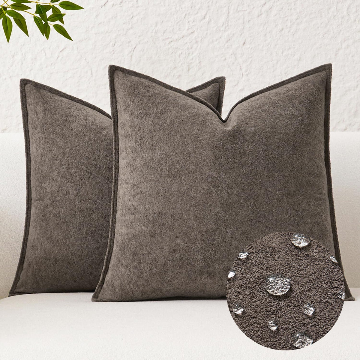Kevin Textile Soft Waterproof Pillow Covers 20x20 Inch 2 Pack, Moss Green