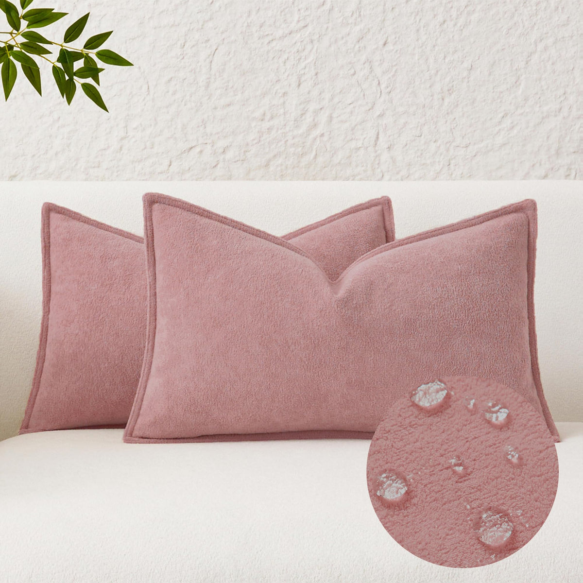 Kevin Textile Soft Waterproof Pillow Covers 20x20 Inch 2 Pack, Moss Green