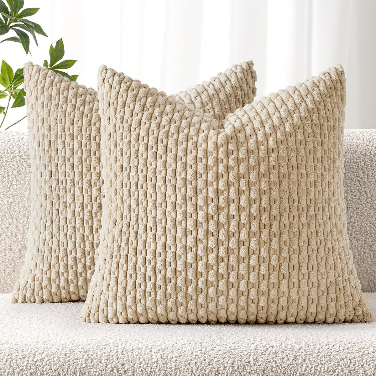 MIULEE Decorative Throw Pillow Covers 20x20 Sage Green Textured Corduroy