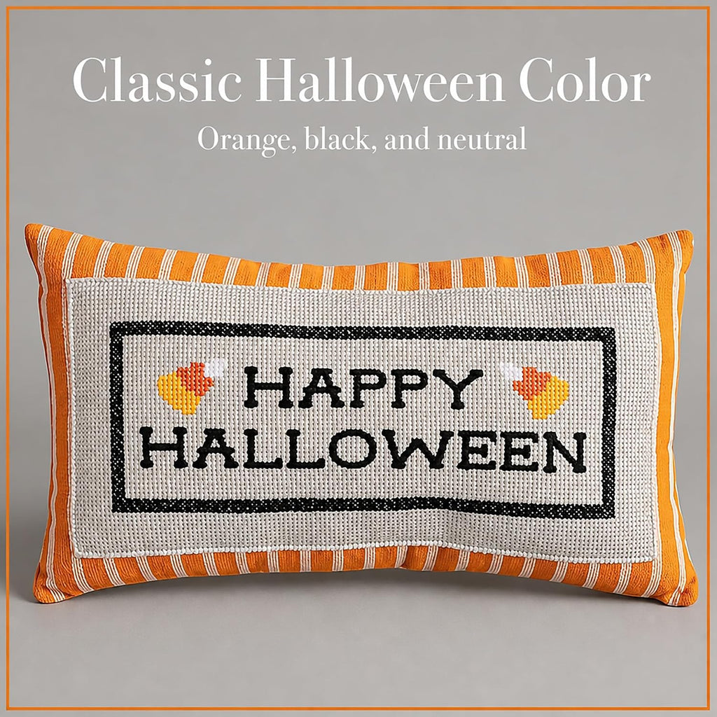 Mud Pie Halloween Pillow, Happy Halloween Embroidered Throw Pillow