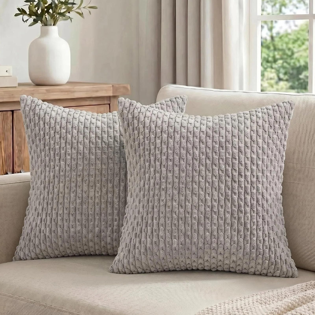 Fancy Homi 2 Packs Blush Pink Decorative Throw Pillow Covers 18x18 Inch for Couch Bed Sofa, Modern Farmhouse Boho Home Decor, Soft Cute Plush Corduroy Cushion Case 45x45 cm