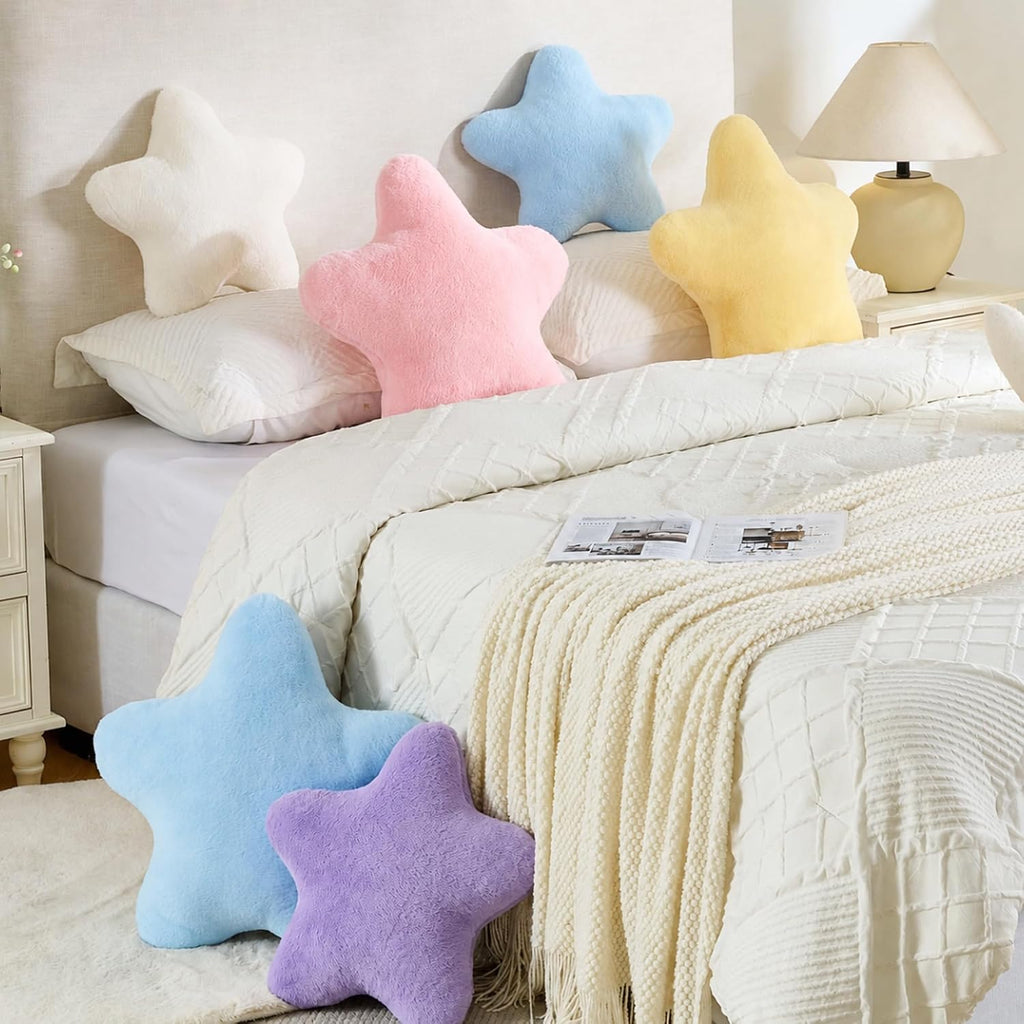 Star Pillow,Star Shaped Decorative Throw Pillow for Bed Couch,Yellow,15.7"