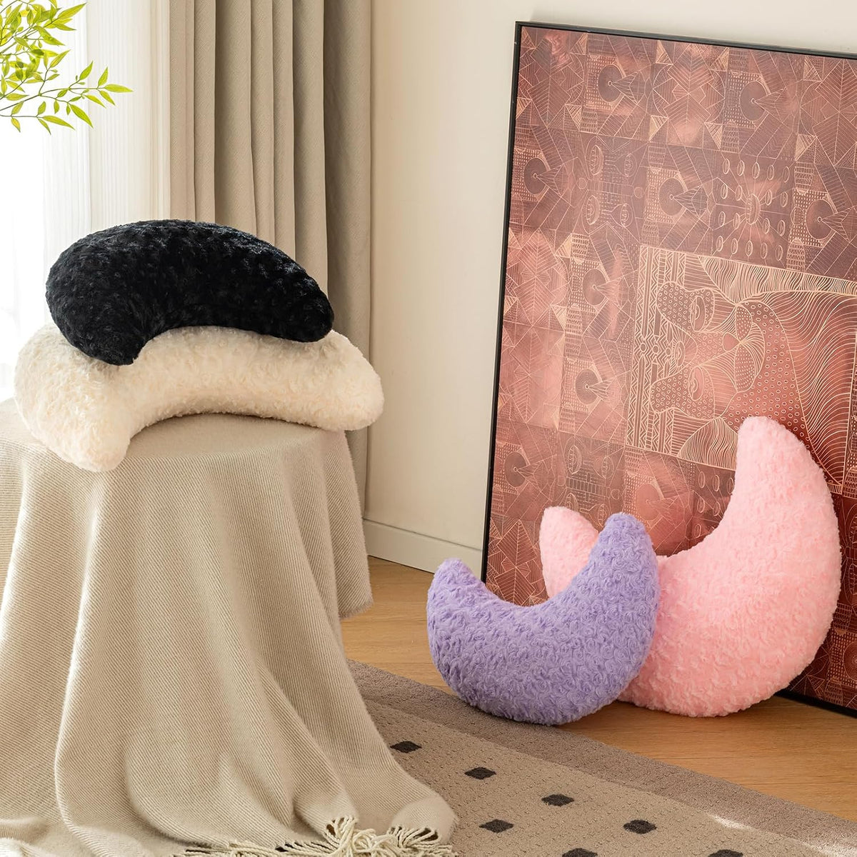 Moon Decorative Throw Pillow with Soft Plush, Lavender Purple, 14.9 Inches