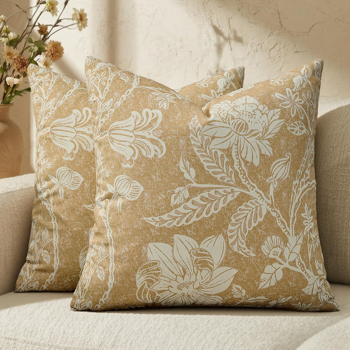 Cotton Navy Blue 18x18 Floral Decorative Sofa Couch Throw Pillow Covers