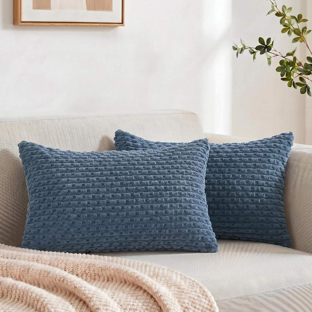 Fancy Homi 2 Packs Blush Pink Decorative Throw Pillow Covers 18x18 Inch for Couch Bed Sofa, Modern Farmhouse Boho Home Decor, Soft Cute Plush Corduroy Cushion Case 45x45 cm