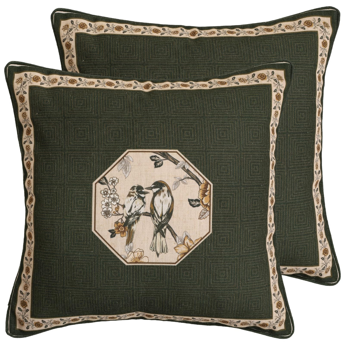 ISAENNE Vintage Elegant Linen Square Throw Pillow Cover,18"x18"-Albano A