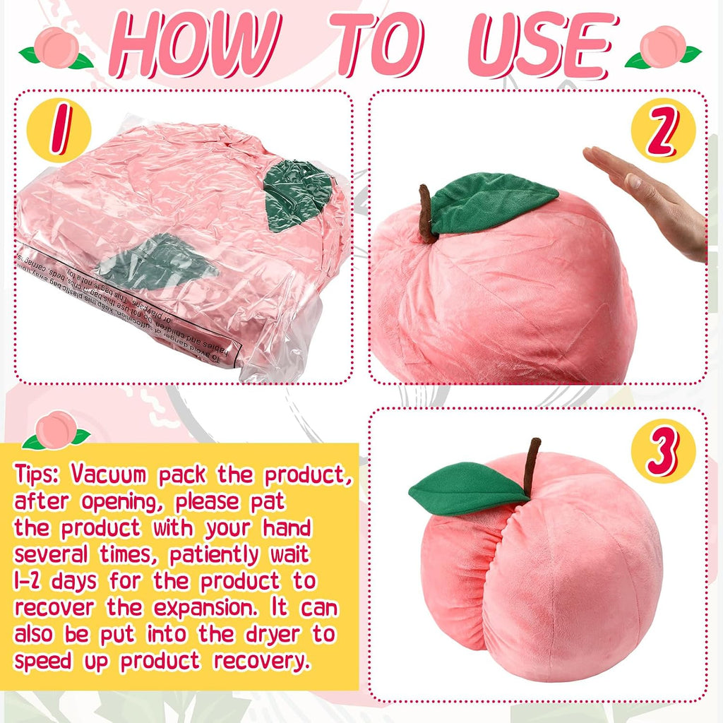 Beeveer 2 Pcs Peach Fruit Pillow Plush Toy Cute Fun Kawaii Gifts Room Decor