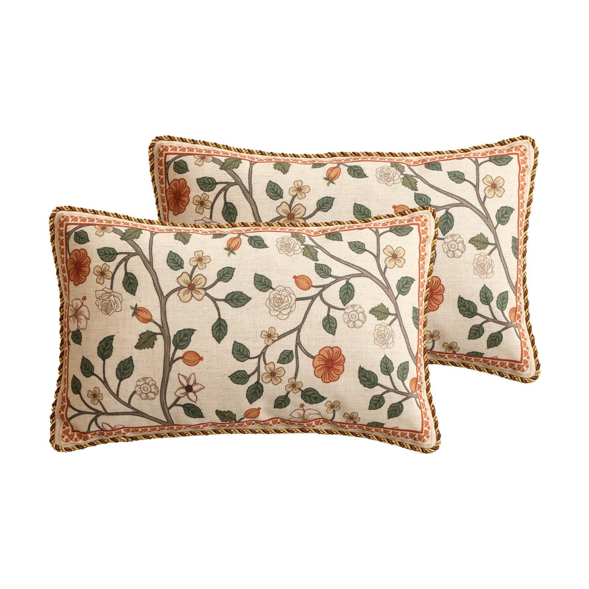 ISAENNE Vintage Elegant Linen Square Throw Pillow Cover,18"x18"-Albano A