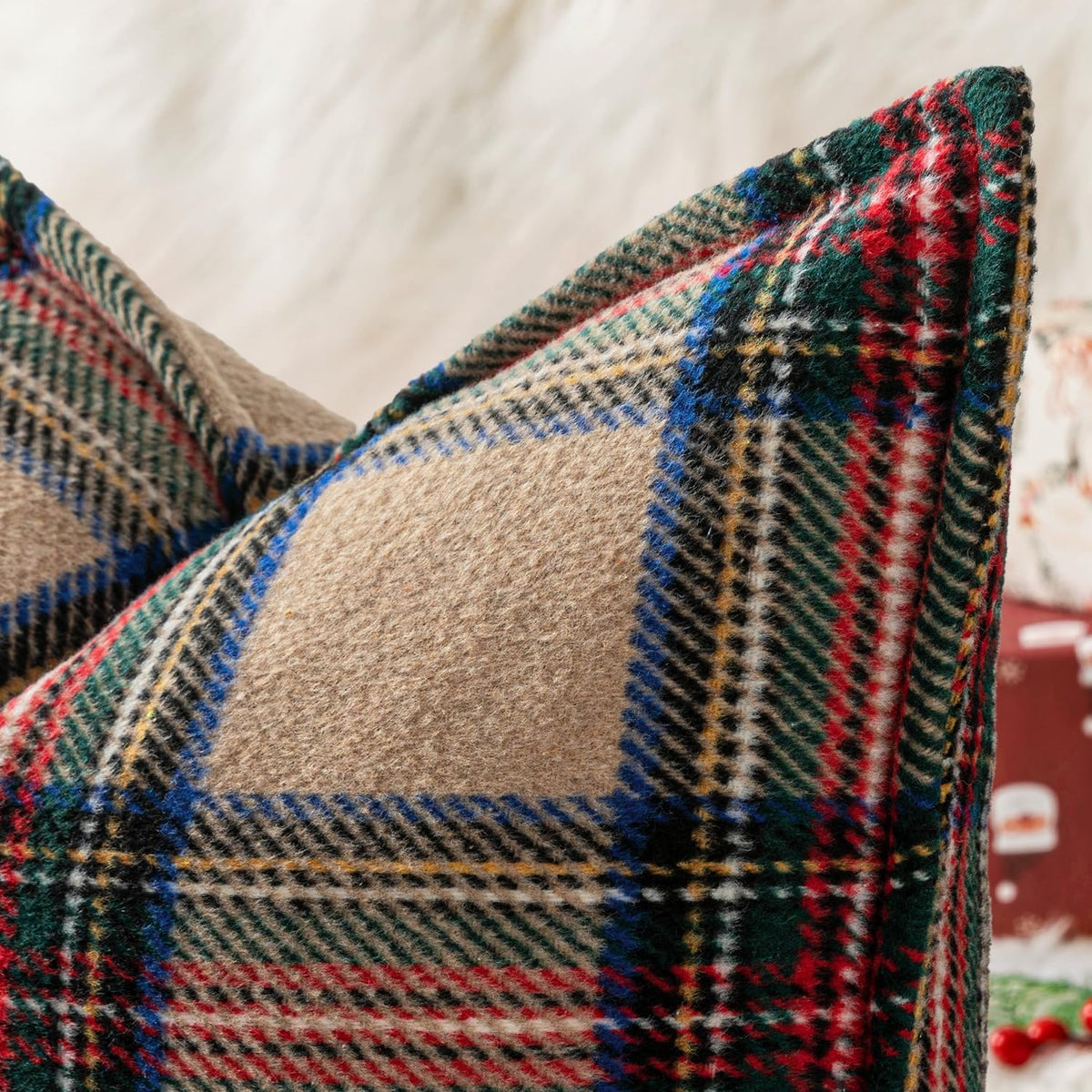MIULEE Fall Plaid Pillow Covers 18x18 Khaki Fall Decorations for Home