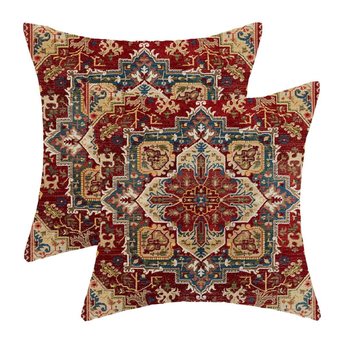 Boho Pillow Covers 18x18 Inch 2 Pcs Vintage Burnt Orange Grey Beige Carpet Pattern Ethnic Decor Throw Pillows Retro Outdoor Farmhouse Decoration Pillowcase Linen Cushion Cover for Couch Sofa
